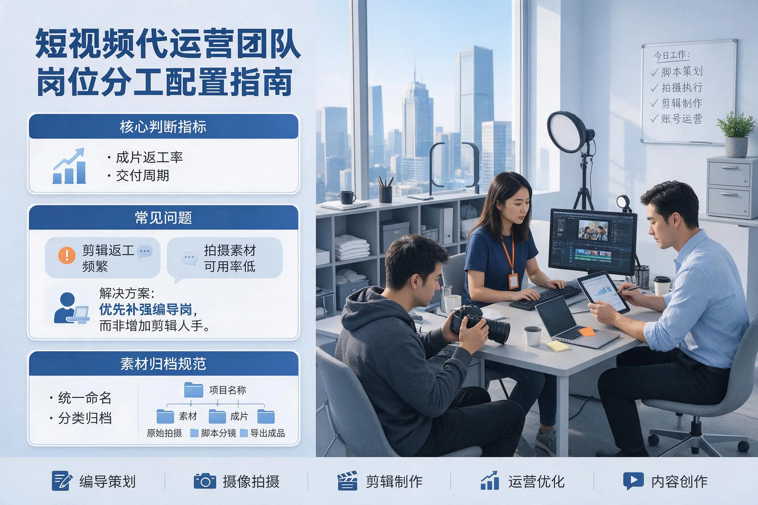 短视频代运营团队如何配置?云浮企业岗位分工科普说明