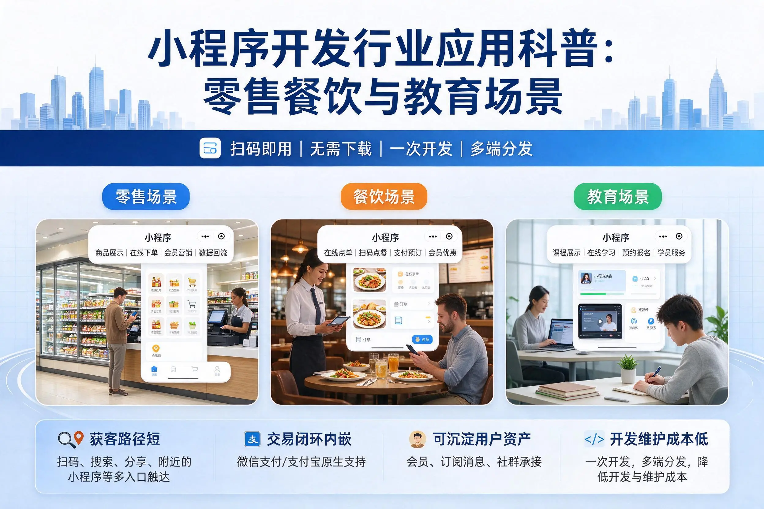 云浮小程序开发行业应用科普:零售餐饮与教育场景