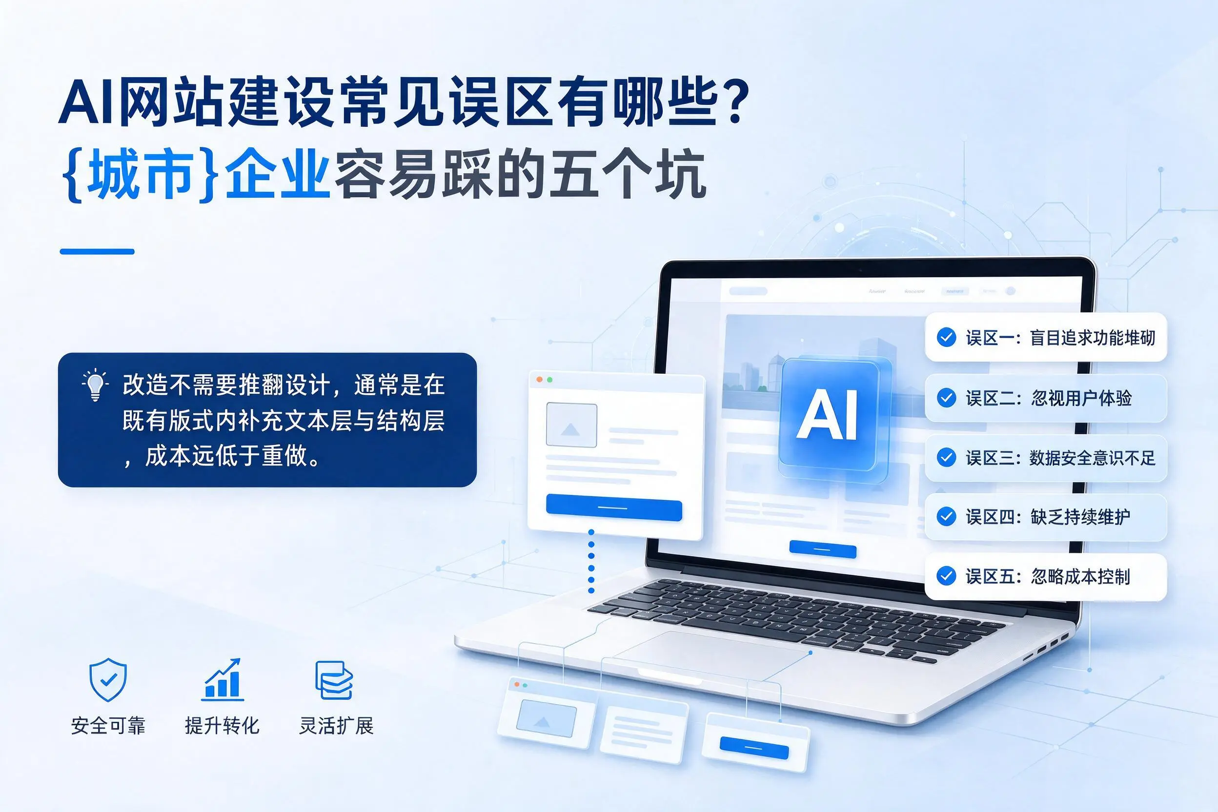 AI网站建设常见误区有哪些?云浮企业容易踩的五个坑
