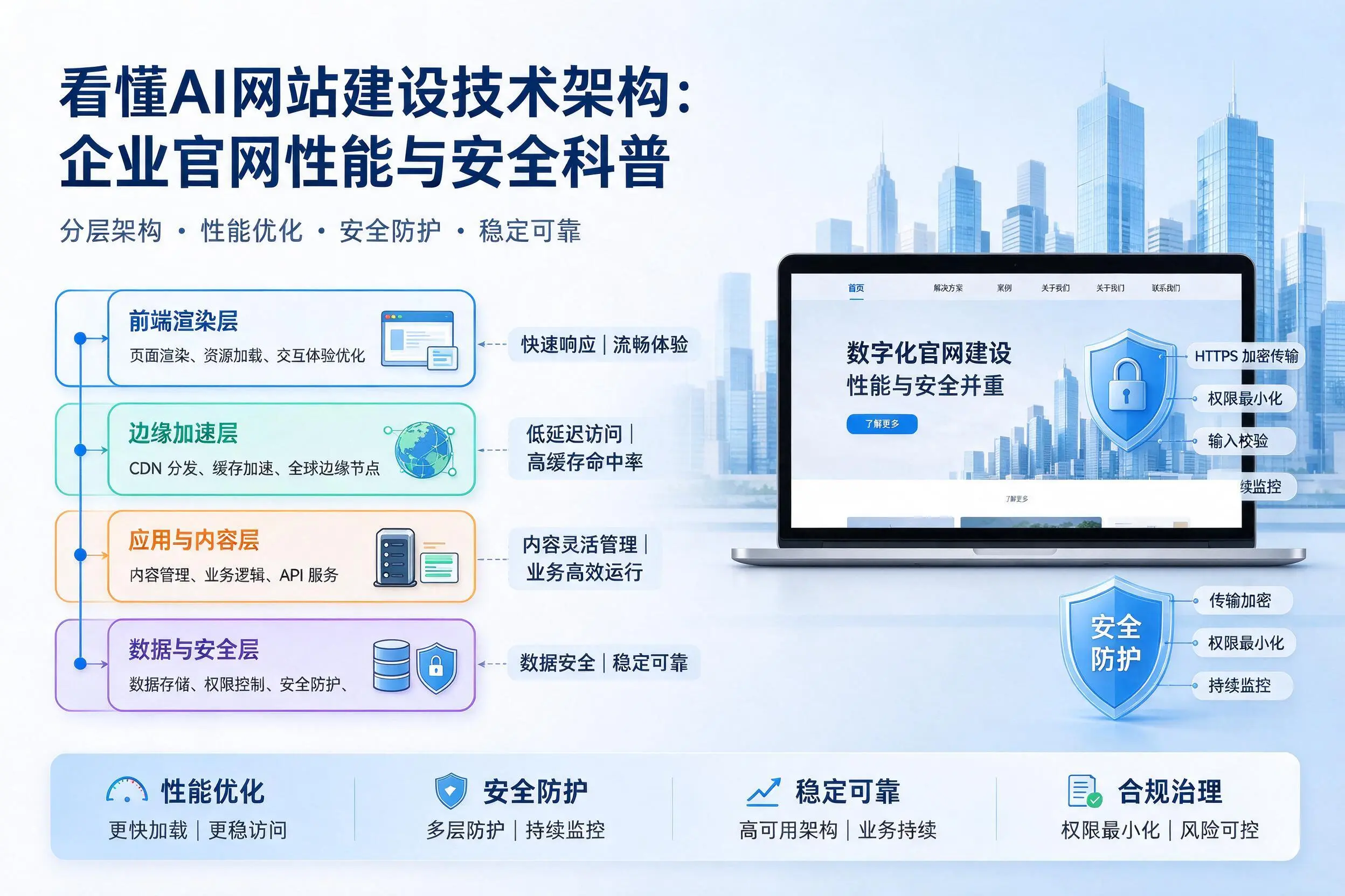 看懂AI网站建设技术架构:云浮企业官网性能与安全科普
