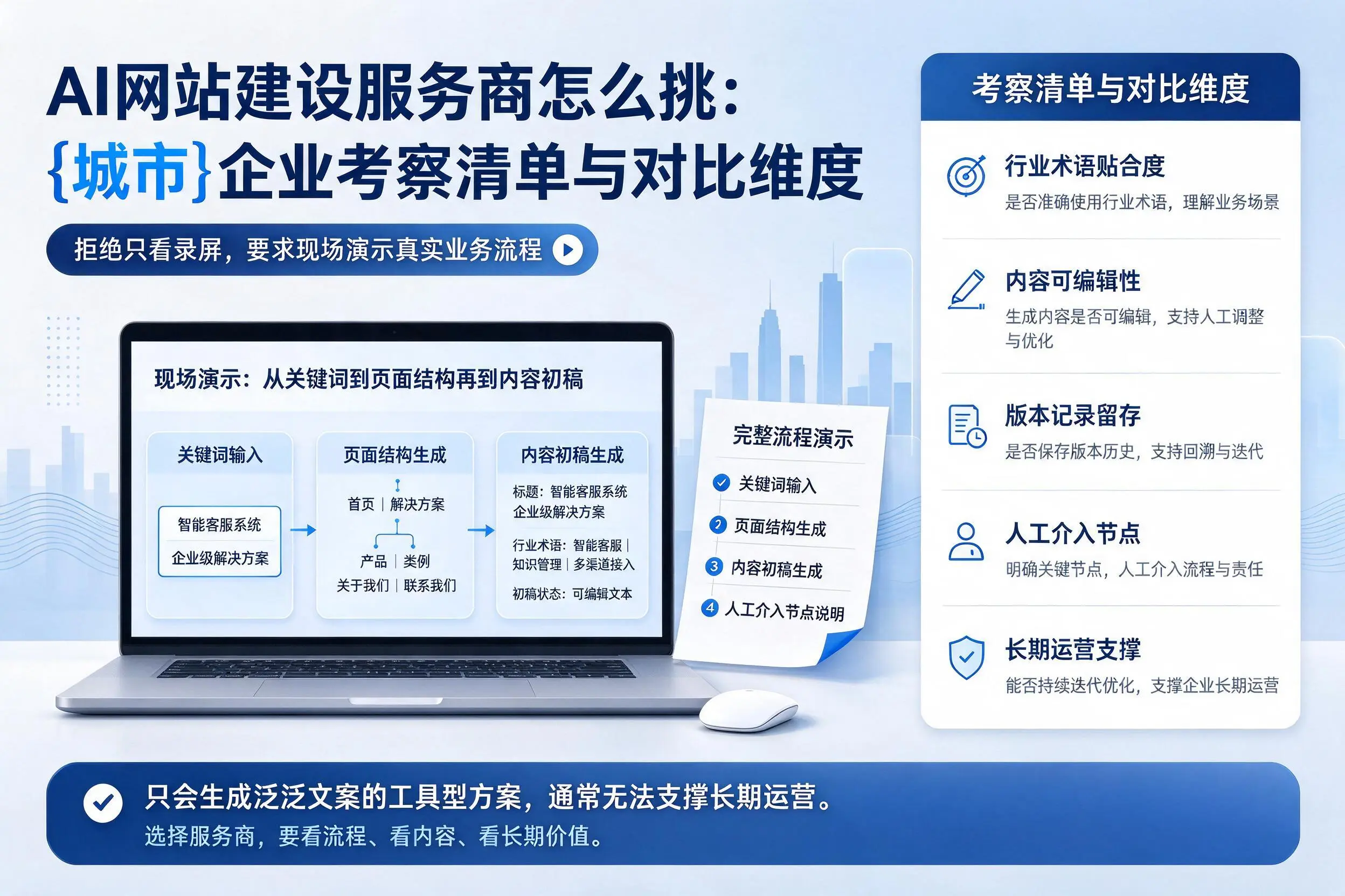 AI网站建设服务商怎么挑:云浮企业考察清单与对比维度