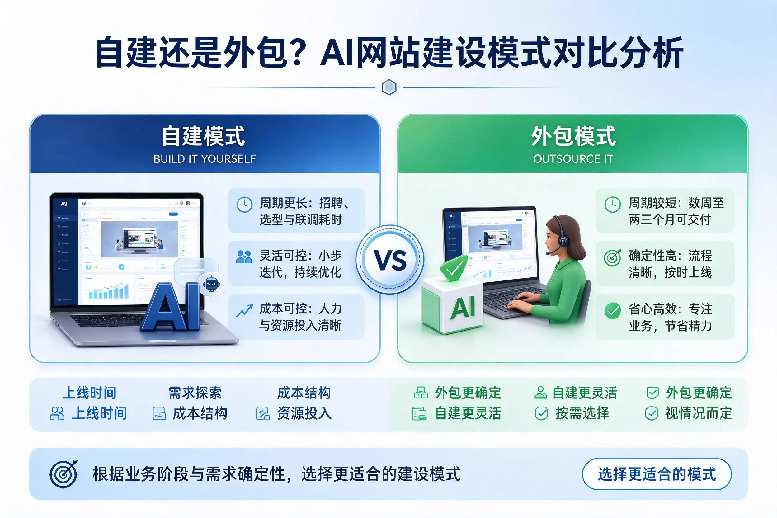 自建还是外包？云浮AI网站建设模式对比分析
